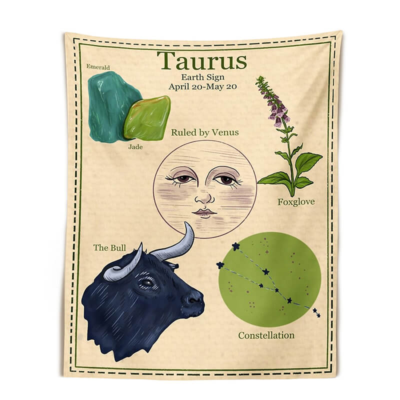 Zodiac Sign Attributes Tapestry