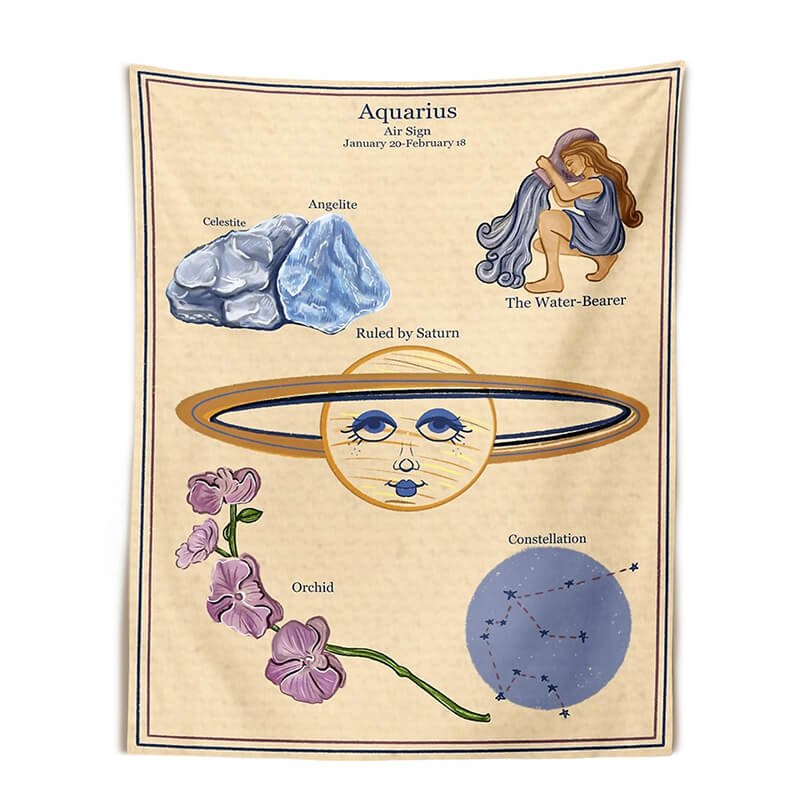 Zodiac Sign Attributes Tapestry