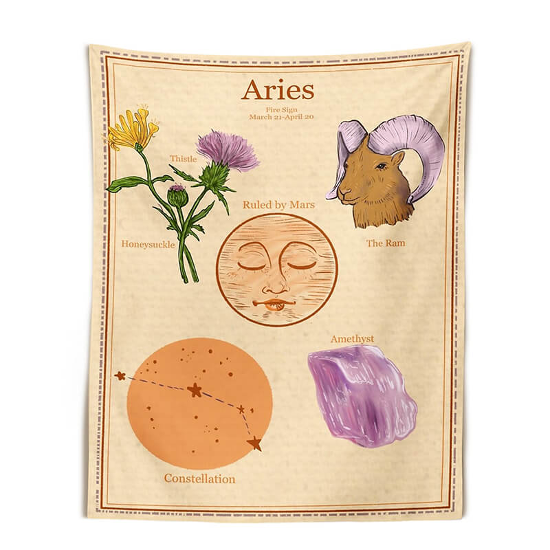 Zodiac Sign Attributes Tapestry