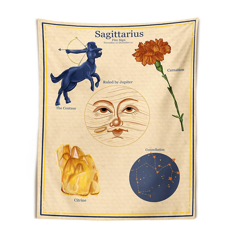 Zodiac Sign Attributes Tapestry