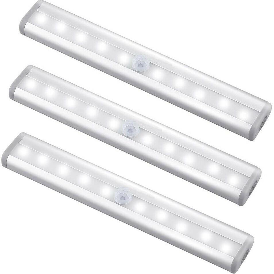 10 Led Motion Sensor Stick On Light Bars 3-Pack __stock:1000 Indoor Lighting refund_fee:800 Warranty