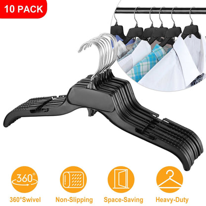 10-Pack: Clothes Hanger Non-Slip Notched Space-Saving Closet & Storage Low stock refund_fee:800