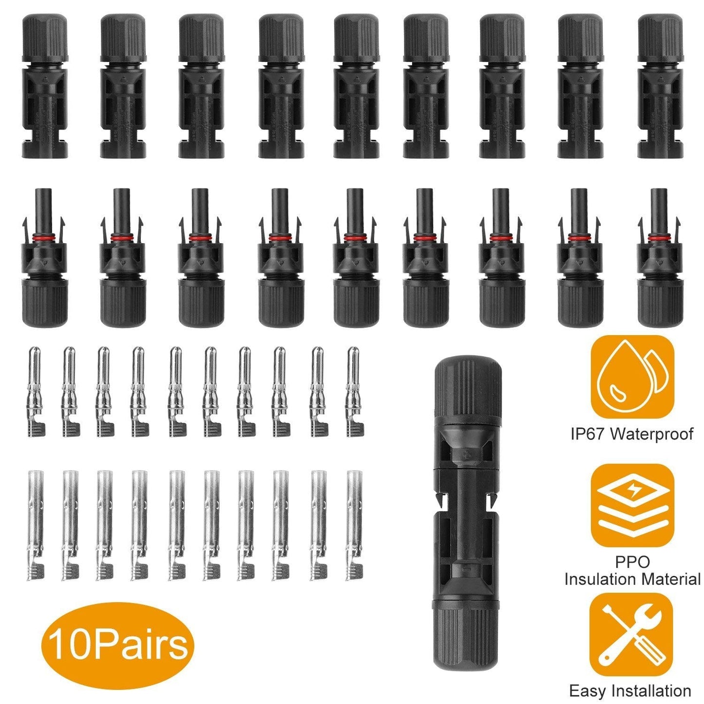 10-Pairs: Solar Panel Connectors Home Improvement refund_fee:800