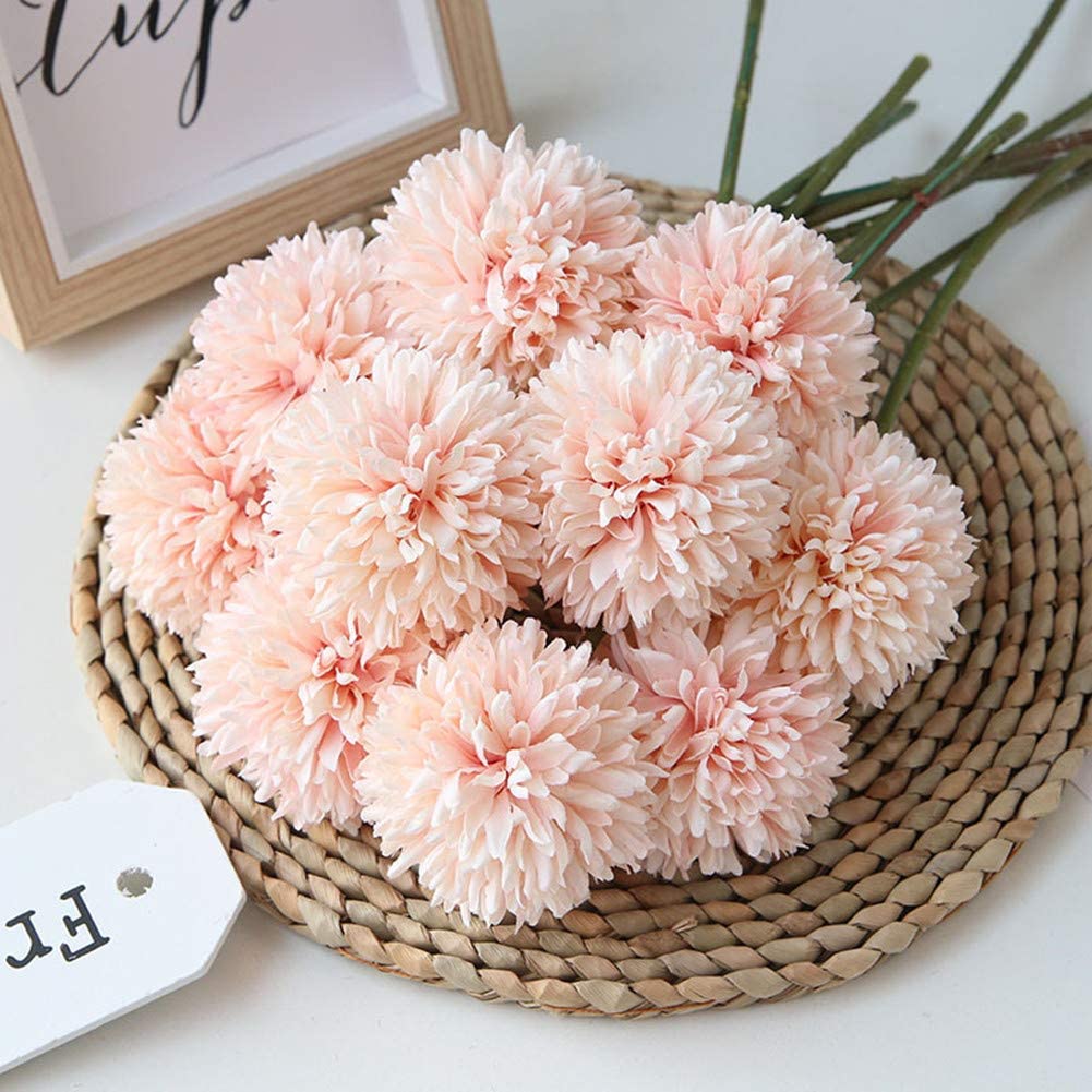 10-Piece: Artificial Flowers Chrysanthemum Ball Flowers Bouquet __stock:100 Furniture and Décor refund_fee:800