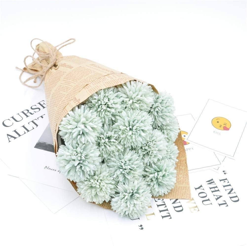 10-Piece: Artificial Flowers Chrysanthemum Ball Flowers Bouquet Light Green __stock:100 Furniture and Décor refund_fee:800