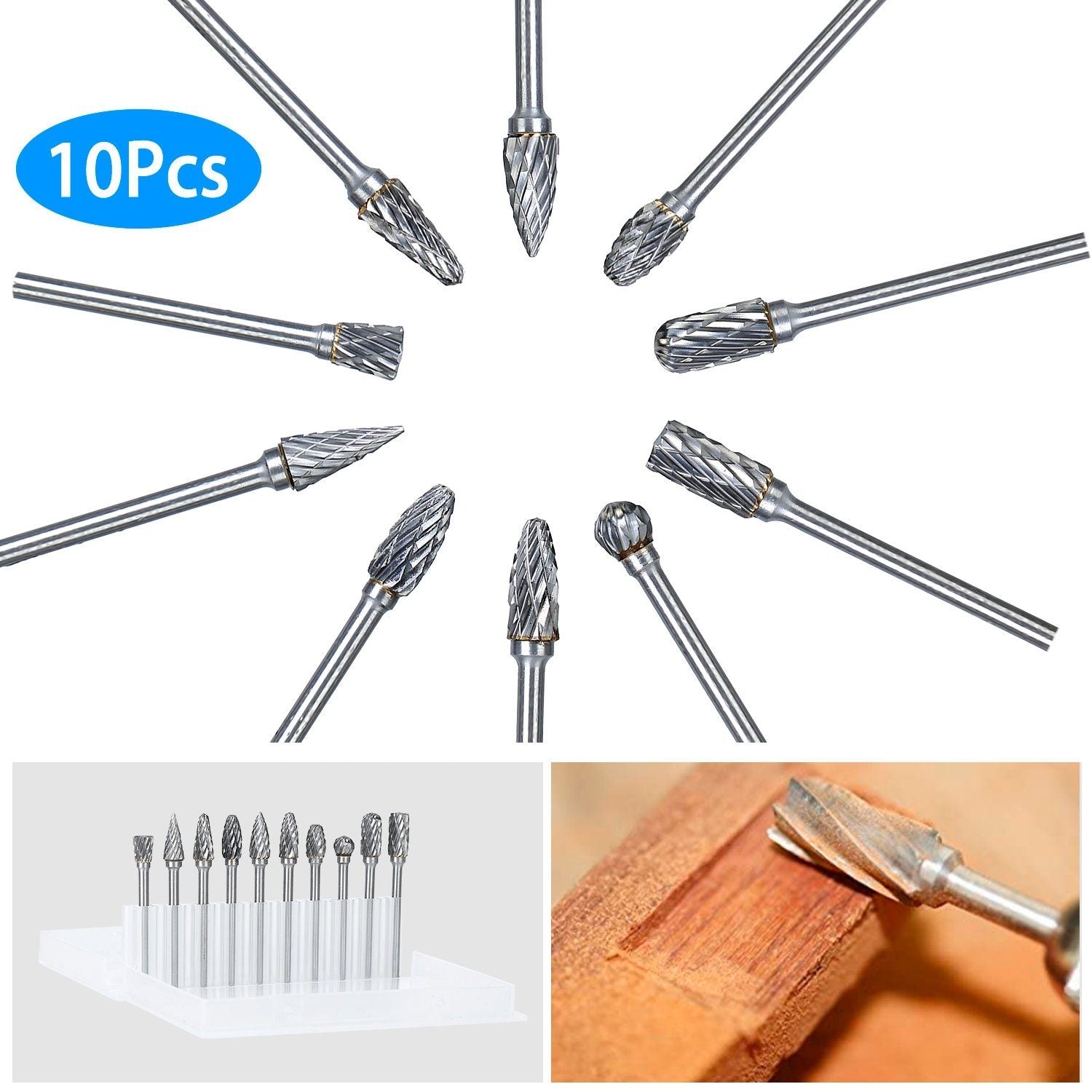 10-Piece: Double Cut Carbide Rotary Die Grinder Bit Set Home Improvement Low stock refund_fee:1200