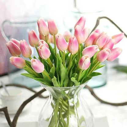 10-Pieces: PU Modern Style Bouquet Tabletop Flower Bouquet Pink __stock:100 Furniture and Décor refund_fee:800 show-color-swatches