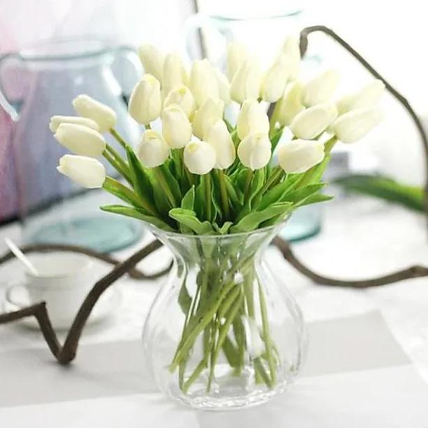 10-Pieces: PU Modern Style Bouquet Tabletop Flower Bouquet White __stock:100 Furniture and Décor refund_fee:800 show-color-swatches