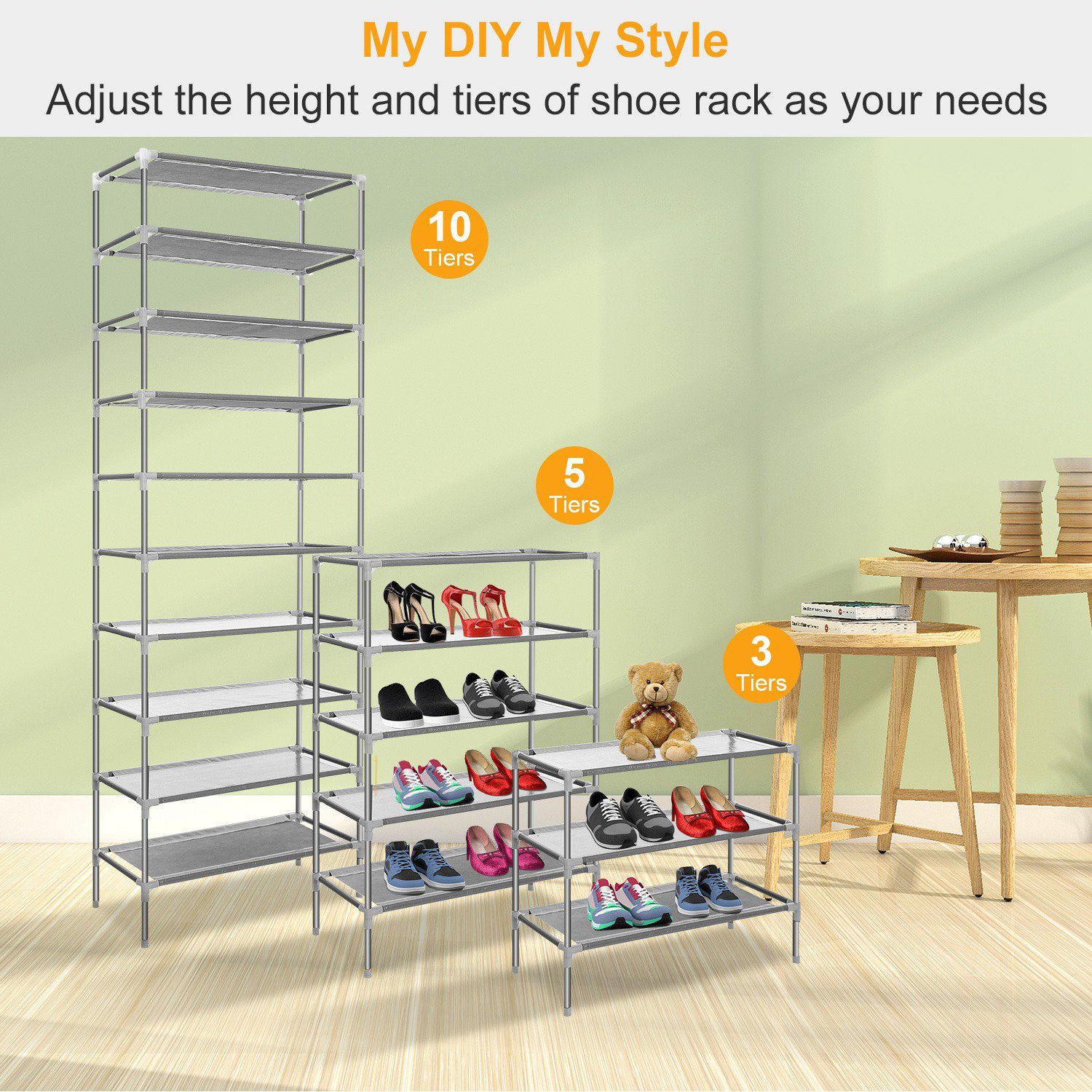 10-Tier Shoe Rack Shelves 27 Pairs Shoes Organizer __stock:50 Closet & Storage refund_fee:1200