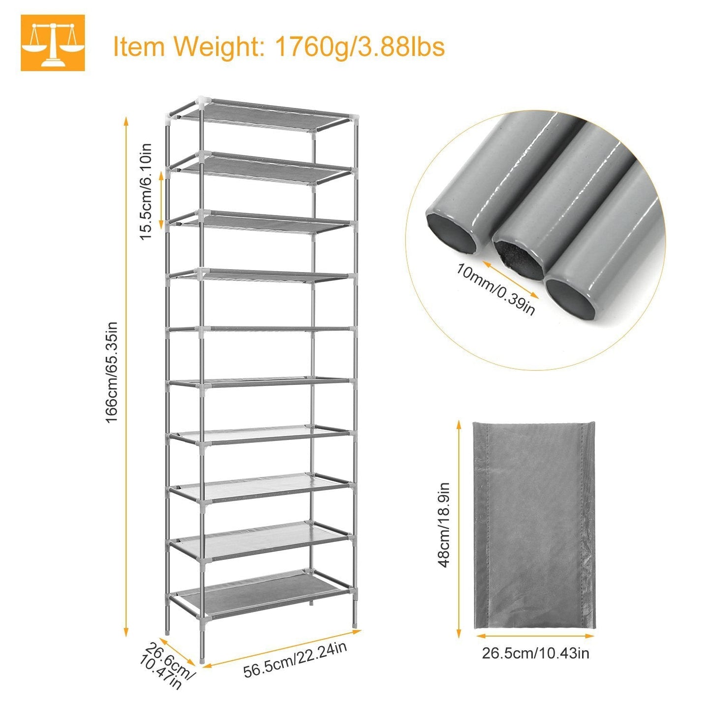 10-Tier Shoe Rack Shelves 27 Pairs Shoes Organizer __stock:50 Closet & Storage refund_fee:1200