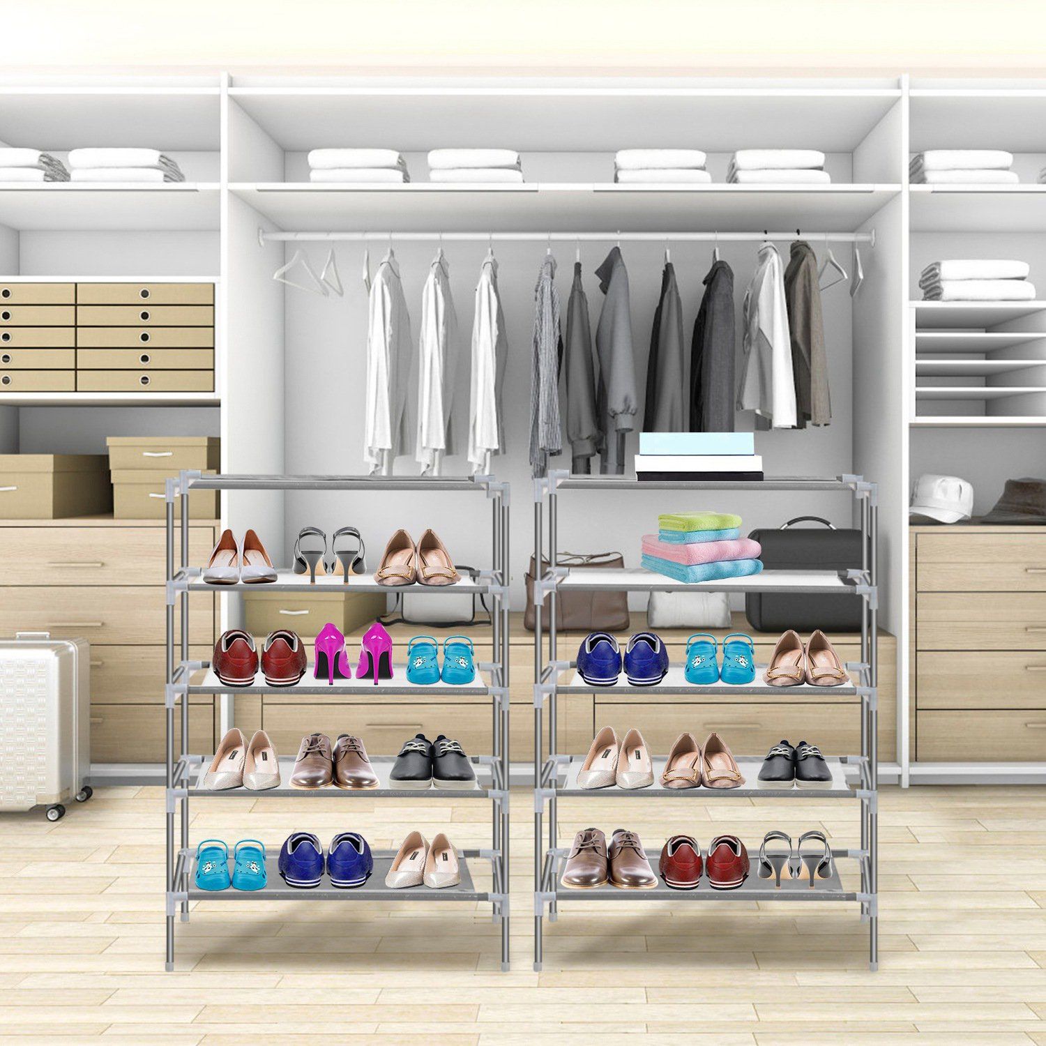 10-Tier Shoe Rack Shelves 27 Pairs Shoes Organizer __stock:50 Closet & Storage refund_fee:1200