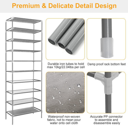 10-Tier Shoe Rack Shelves 27 Pairs Shoes Organizer __stock:50 Closet & Storage refund_fee:1200