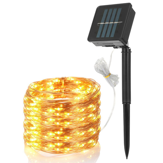 100 LEDs Solar String Lights Warm White __stock:150 refund_fee:800 String & Fairy Lights Warranty