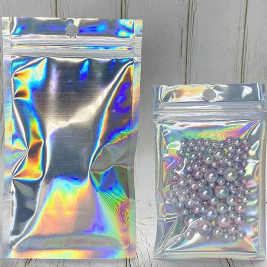 100-Pack: Resealable Holographic Foil Bags __stock:200 Kitchen & Dining refund_fee:800