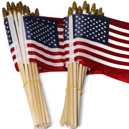 100-Pack: USA 4x6 in Wooden Stick Flag __stock:200 Holiday Decor & Apparel refund_fee:1200