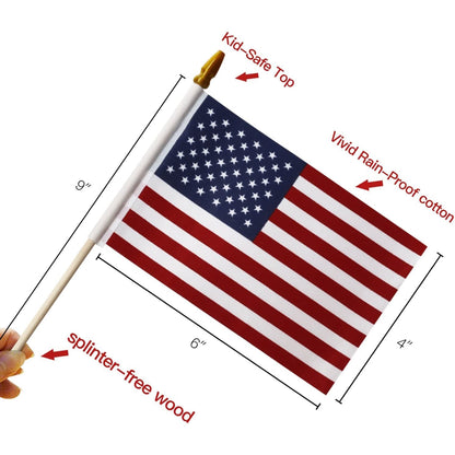 100-Pack: USA 4x6 in Wooden Stick Flag __stock:200 Holiday Decor & Apparel refund_fee:1200