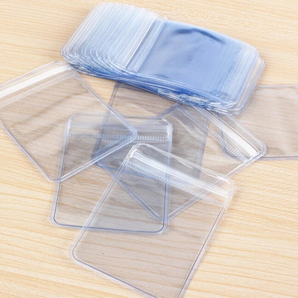 100-Pieces: Transparent PVC Plastic Storage Sealed Jewelry Bag __stock:200 Closet & Storage refund_fee:800