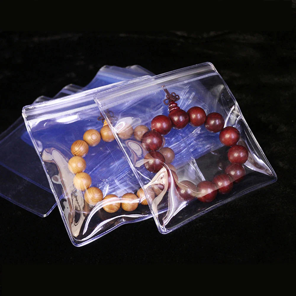 100-Pieces: Transparent PVC Plastic Storage Sealed Jewelry Bag __stock:200 Closet & Storage refund_fee:800