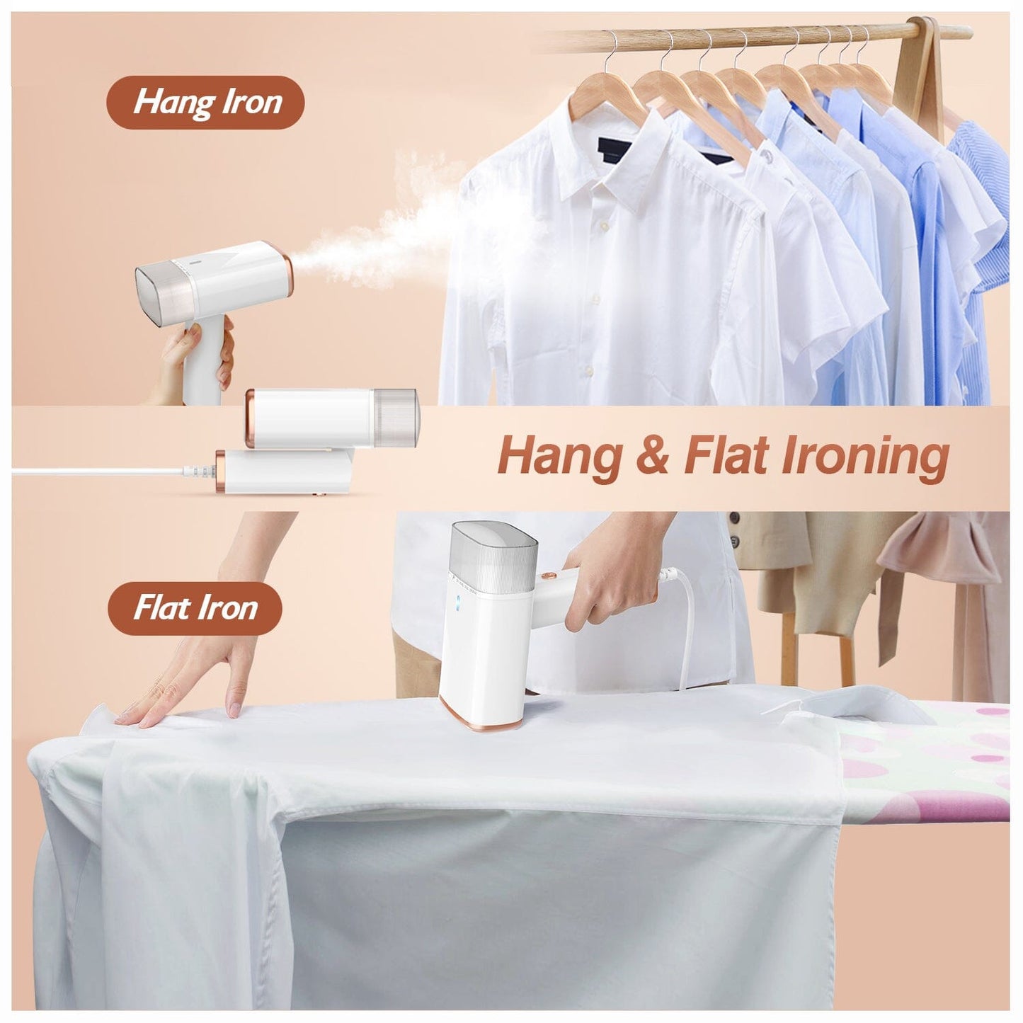 1000W Portable Handheld Clothes Steamer with Brush Foldable __stock:50 Household Appliances refund_fee:1200 Warranty