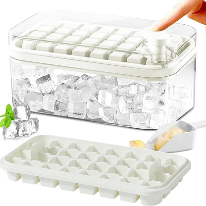 101oz. Ice Cube Tray Set - 64 Pcs Silicone Ice Cube Tray With Lid & Bin White __stock:200 Kitchen & Dining refund_fee:800