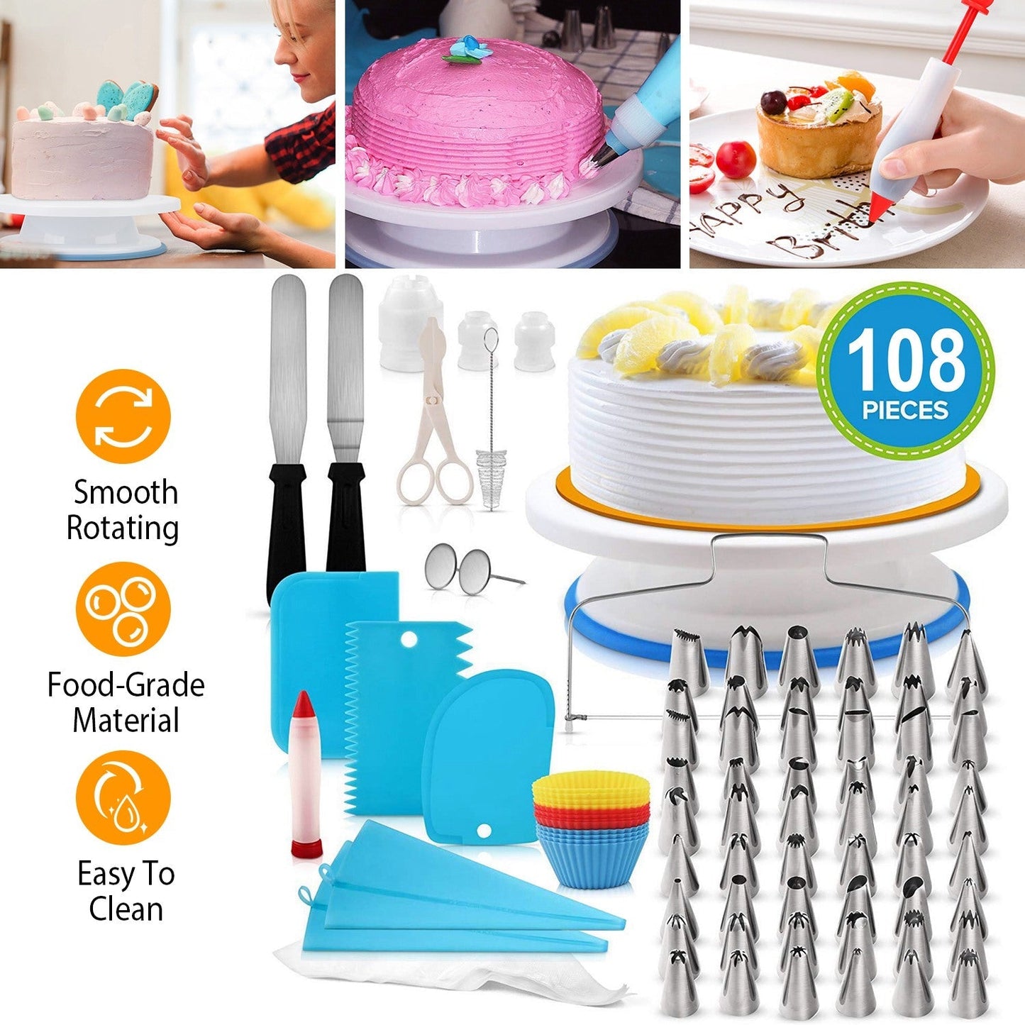 108-Piece: Cake Decorating Supplies Kit __stock:50 Kitchen & Dining refund_fee:1200
