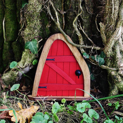 Fairy Tale Scene - Mini Elf Door red decoration Garden & Patio