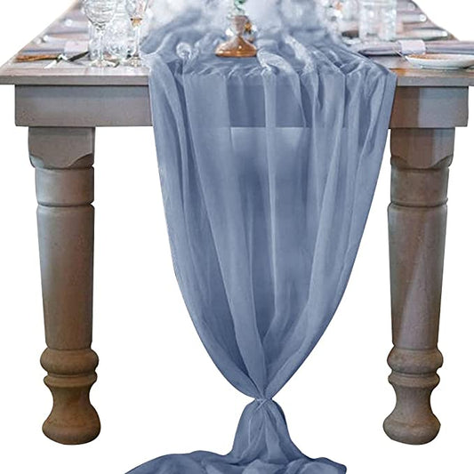 10Ft. Chiffon Table Runner Dusty Blue __stock:200 Furniture and Décor refund_fee:800