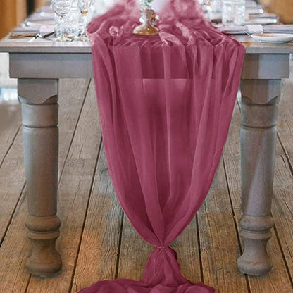 10Ft. Chiffon Table Runner Burgundy __stock:200 Furniture and Décor refund_fee:800