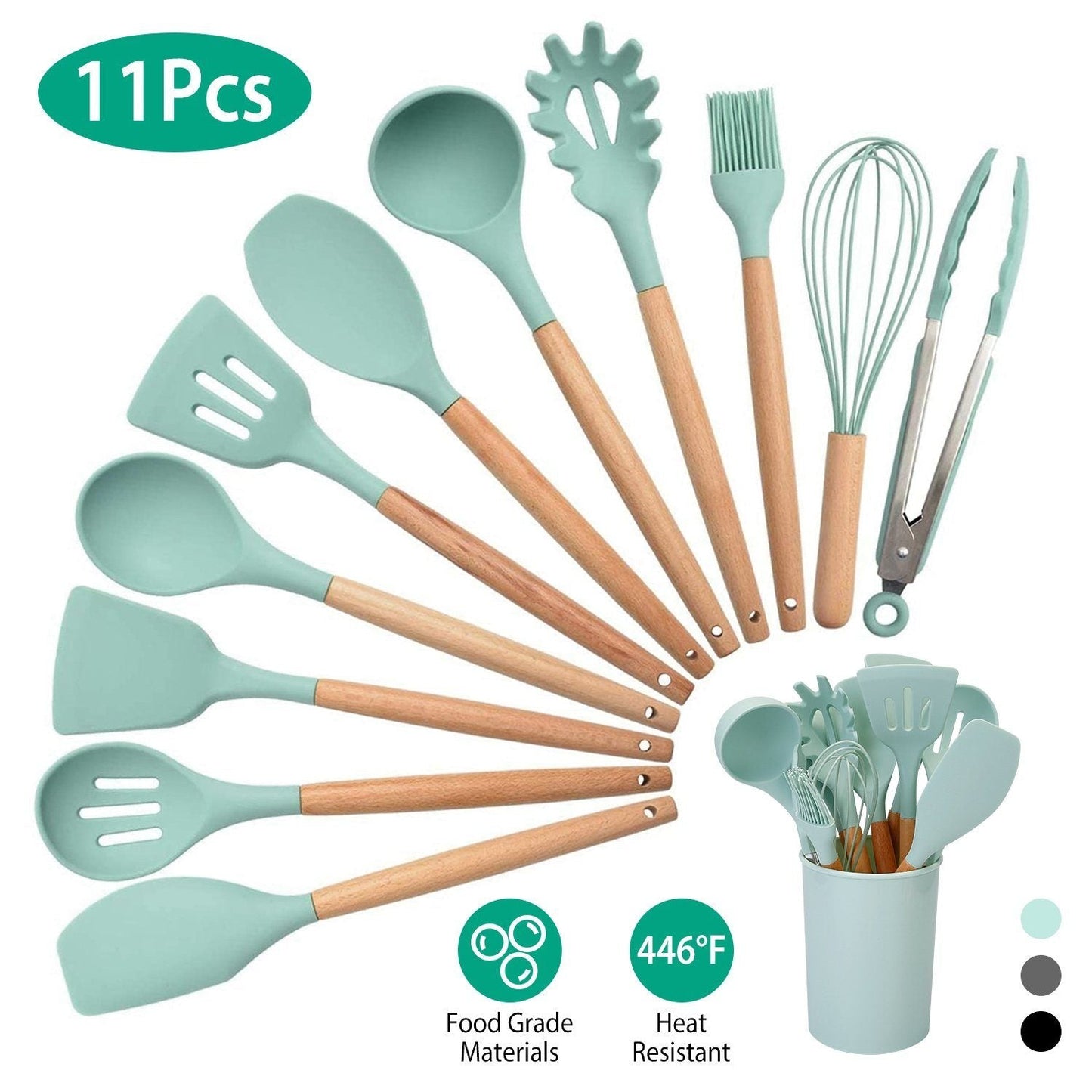 11-Piece: Silicone Cooking Utensil Set __stock:50 Kitchen & Dining refund_fee:1800