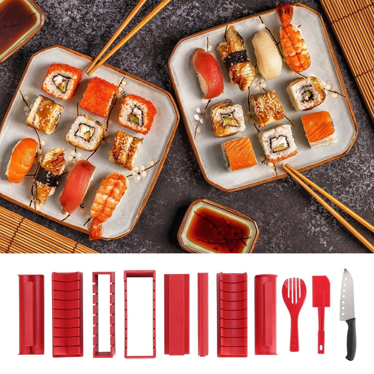 11-Piece: Sushi Making Kit Sushi Rolls with Premium Sushi Knife __stock:50 Kitchen & Dining Low stock refund_fee:1200