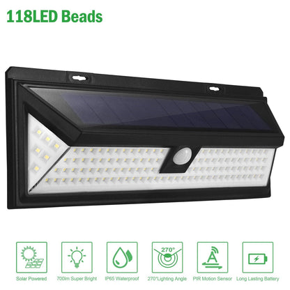 118 LEDs Solar Wall Light Outdoor Motion Sensor Lamp Outdoor Lighting refund_fee:1800 Warranty