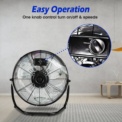 12" Floor Fan Copper Motor High-Velocity with 3 Adjustable Speeds __stock:50 Household Appliances refund_fee:1800 Warranty