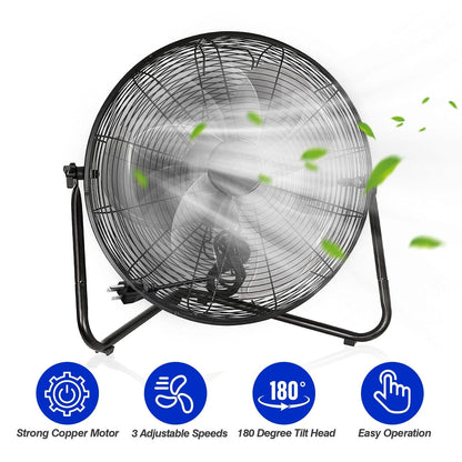 12" Floor Fan Copper Motor High-Velocity with 3 Adjustable Speeds __stock:50 Household Appliances refund_fee:1800 Warranty