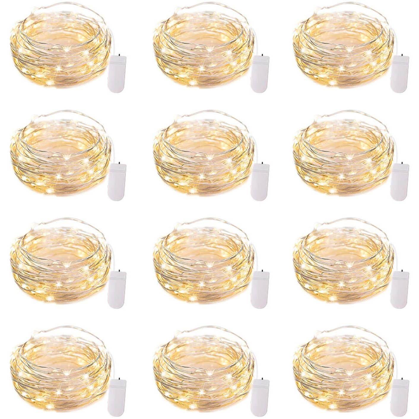 12-Pack: Led Fairy Lights Battery Operated String Lights Warm White __stock:200 refund_fee:800 String & Fairy Lights Warranty