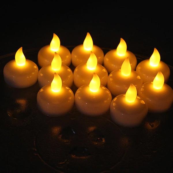 12-Pack: LED Floating Tea Waterproof Flameless Candle Holiday Indoor Lighting Low stock refund_fee:800 Warranty