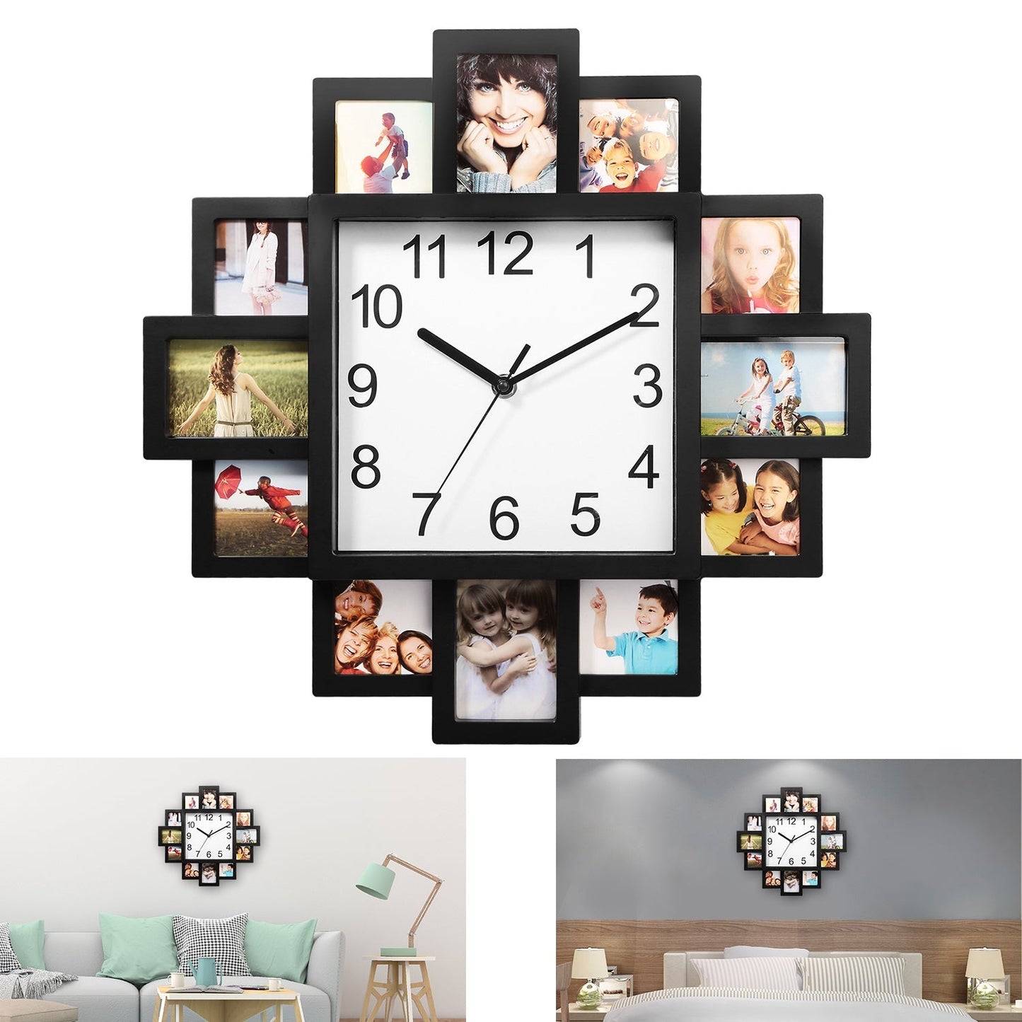 12-Picture Display Wall Clock __stock:100 Household Appliances refund_fee:1200 Warranty