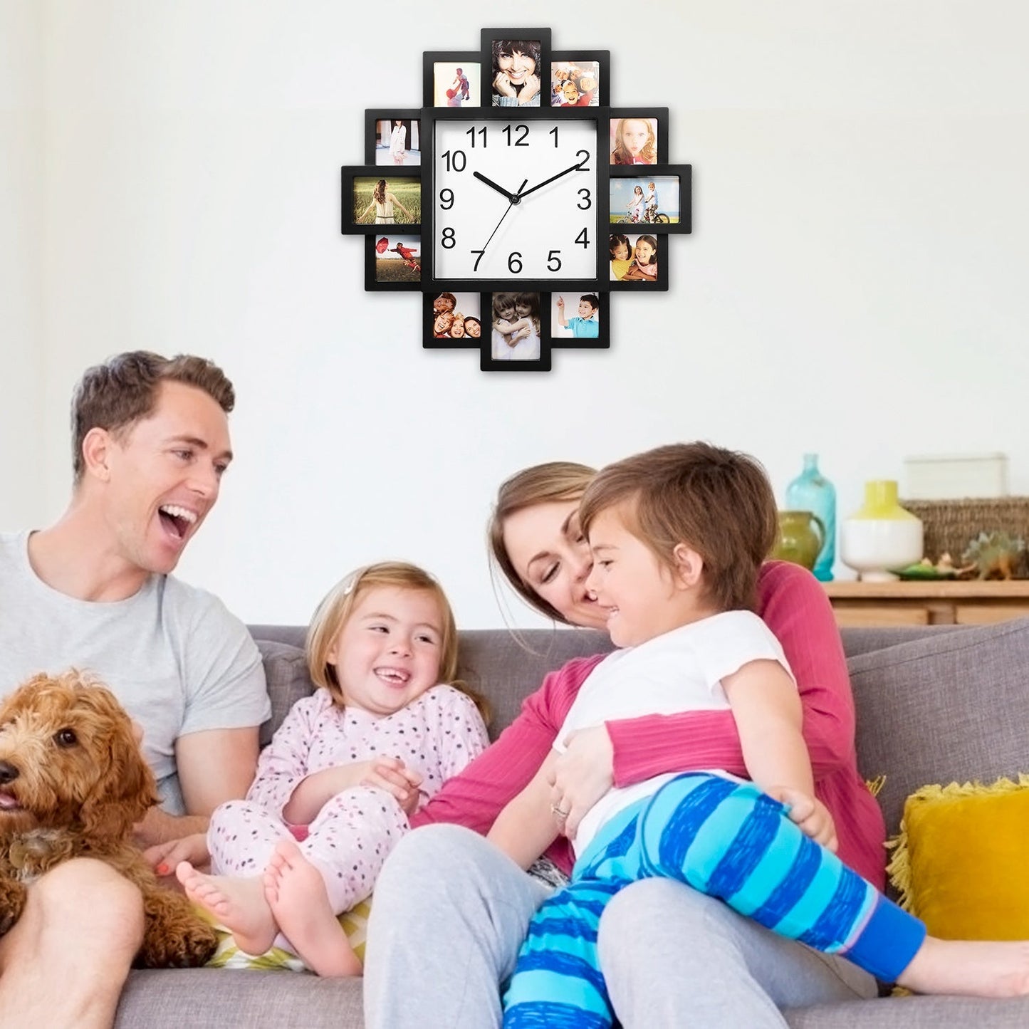 12-Picture Display Wall Clock __stock:100 Household Appliances refund_fee:1200 Warranty