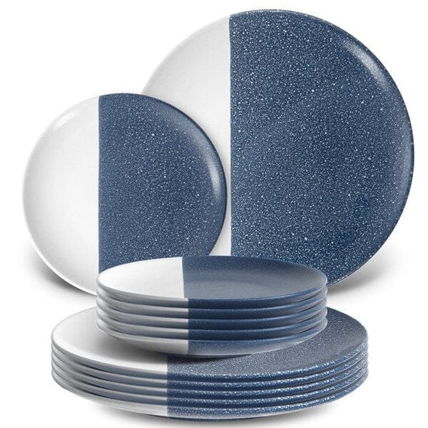 12-Piece: HITECLIFE Dinner Plates Set Blue __stock:150 Kitchen & Dining refund_fee:1800