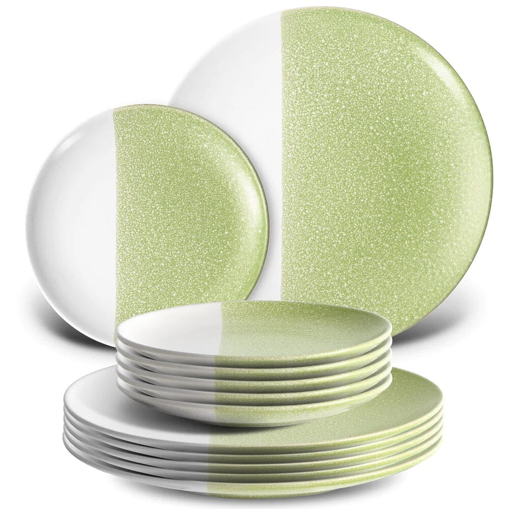 12-Piece: HITECLIFE Dinner Plates Set Lime Green __stock:150 Kitchen & Dining refund_fee:1800