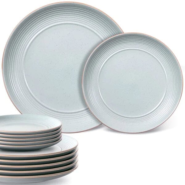 12-Piece: HITECLIFE Microwave and Dishwasher Safe Dinner Plates Set Teal __stock:600 Kitchen & Dining refund_fee:1200