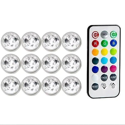 12-Piece: LED RGB Diving Light Remote Control Decorative Light __stock:200 Indoor Lighting refund_fee:1200 Warranty