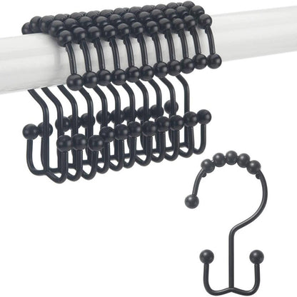 12-Piece Set: Titanker Shower Curtain Hooks Rings Matte Black __stock:500 Bath refund_fee:800