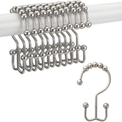 12-Piece Set: Titanker Shower Curtain Hooks Rings Matte Nickel __stock:500 Bath refund_fee:800