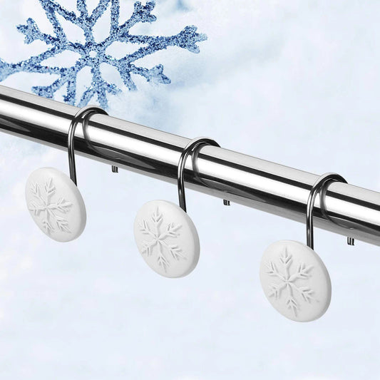 12-Piece: Snowflake Anti-Rust Round Shower Curtain Hooks for Home Bathroom Decor __stock:50 Holiday Holiday Decor & Apparel refund_fee:800