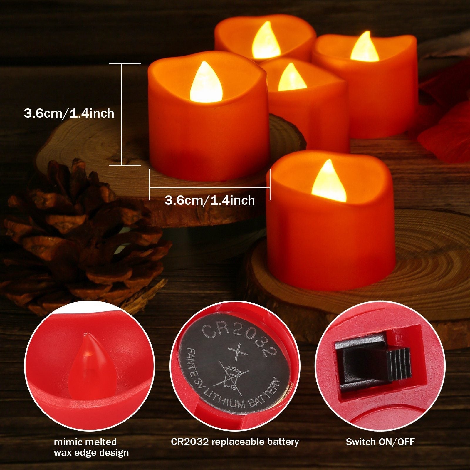 12-Pieces: Amber Yellow LED Tealight Flameless Candles with Timer Indoor Lighting refund_fee:1200 Warranty