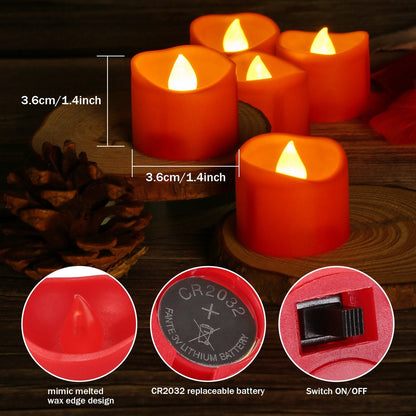 12-Pieces: Amber Yellow LED Tealight Flameless Candles with Timer Indoor Lighting refund_fee:1200 Warranty