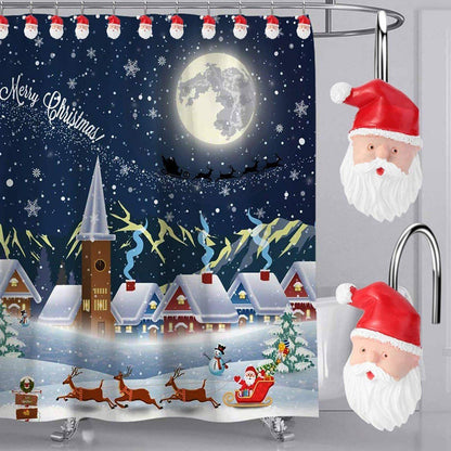 12-Pieces: Christmas Shower Curtain Anti-Rust Hooks __stock:50 Holiday Holiday Decor & Apparel refund_fee:800