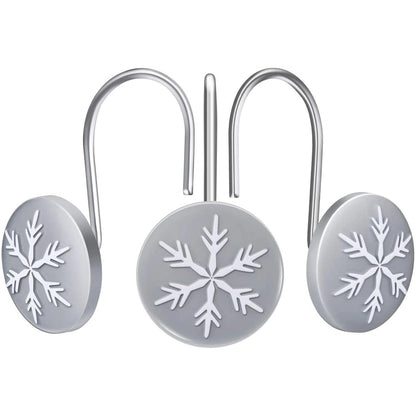 12-Pieces: Christmas Snowflake Anti-Rust Round Shower Curtain Hooks __stock:50 Holiday Decor & Apparel refund_fee:800