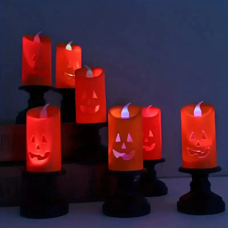 12-Pieces: Halloween LED Pumpkin Chandelier Candles __stock:200 Holiday Decor & Apparel refund_fee:1200 Warranty