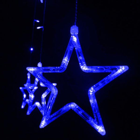 12 Stars 138 LED Curtain String Lights Blue __stock:100 refund_fee:1200 String & Fairy Lights Warranty